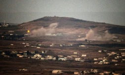 Le plateau du Golan en Syrie dans une photos du 27 novembre 2014 où trois miliciens prorégime ont été tués et deux blessés dans un bombardement israélien qui a visé leur camp dans la localité de Qouneitra