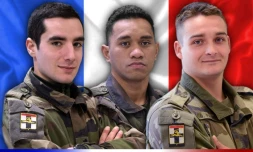 Cette photo fournie par le ministère de la Défense le 28 décembre 2020 montre les soldats (de gauche à droite) Dorian Issakhanian, Tanerii Mauri et Quentin Pauchet, tués lors d'une opération dans la région de Hombori, au Mali