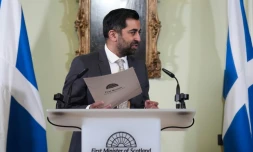 Le Premier ministre indépendantiste écossais Humza Yousaf annonce sa démission, à Edimbourg, le 29 avril 2024