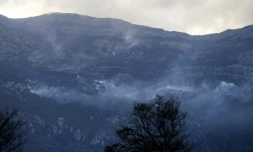 Un incendie à Pietracorbara lors de la tempête Ciara, le 10 février 2020 au Cap Corse