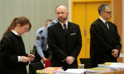 L'extrémiste norvégien Anders Behring Breivik, lors de son procès en appel, à la prison de Skien, le 18 janvier 2017 