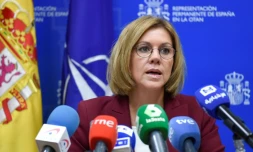 La ministre espagnole de la Défense, Maria Dolores de Cospedal, lors d'une réunion des ministres de la Défense au siège de l'Otan, le 9 novembre 2017 à Bruxelles