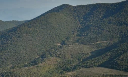 Des sites militaires azerbaĂŻdjanais dans les forĂȘts de la rĂ©serve naturelle de Shikahogh, vus depuis le village armĂ©nien de Srashen, le 22 octobre 2026 en ArmĂ©nie