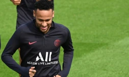 L'attaquant du PSG Neymar lors d'une séance d'entraßnement, le 10 août 2019 à Saint-Germain-en-Laye