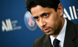 Le président du PSG Nasser Al-Khelaïfi en conférence de presse, le 22 février 2019 à Paris