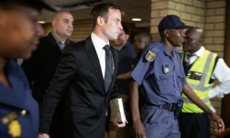 Oscar Pistorius arrive à la Haute Cour de Pretoria le 8 décembre 2015