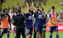 Les Lyonnais lors de leur victoire à Monaco 3-0 lors de l'ouverture du championnat de L1 le 9 août 2019