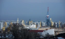 Le terminal céréalier du port d'Odessa, le 10 avril 2023 en Ukraine