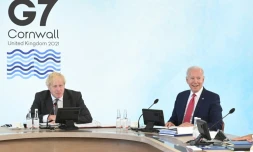 Le Premier ministre britannique Boris Johnson et le président américain Joe Biden au sommet du G7 à Carbis Bay, le 12 juin 2021