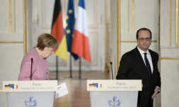 La chanceliÚre Angela Merkel et le président français François Hollande à l'Elysée à Paris, le 4 mars 2016