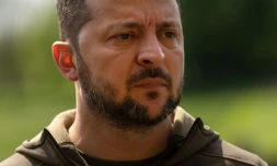 Le président ukrainien Volodymyr Zelensky lors d'une rencontre avec le Premier ministre britannique Rishi Sunak à Chequers, au nord-ouest de Londres, le 15 mai 2023