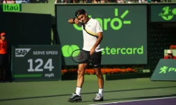 Le Suisse Roger Federer face Ă l'Australien Thanasi Kokkinakis au 2e tour du tournoi de Miami, le 24 mars 2016