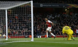 Pierre-Emerick Aubameyang s'est offert un doublé dans la victoire d'Arsenal face à Rennes, le 14 mars 2019 à Londres 