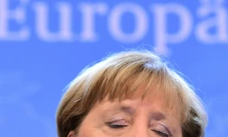 La chancelière allemande Angela Merkel à une conférence de presse après un sommet européen à Bruxelles le 15 décembre 2016