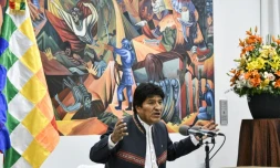 Le président bolivien Evo Morales en conférence de presse à La Paz, le 24 octobre 2019