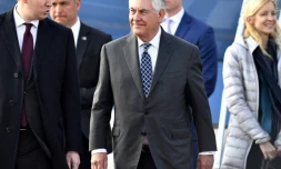 Le secrétaire d'Etat américain, Rex Tillerson, à son arrivée à l'aéroport de Moscou, le 11 avril 2017