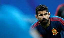 L'attaquant espagnol Diego Costa à l'entraînement, le 14 juin 2018 à Sotchi