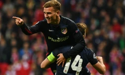 Antoine Griezmann célèbre son but face au Bayern lors de la demi-finale de la Ligue des champions, le 3 mai 2016 à Munich