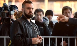 Eric Drouet, à son arrivée au tribunal correctionnel de Paris le 15 février 2019