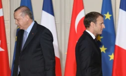 Les présidents turc Recep Tayyip Erdogan et français Emmanuel Macron à Paris, le 5 janvier 2018
