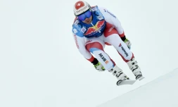 Le Suisse Beat Feuz lors d'un entraînement de descente à Kitzbühel, le 18 janvier 2018