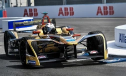 Le pilote français Jean-Eric Vergne au volant de sa Techeetah lors des qualifs pour l'épreuve de Rome du championnat du monde de Formule E, le 14 avril 2018