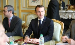 Emmanuel Macron lors de la réunion convoquée lundi 18 mars 2019 à l'Elysée après les violences lors de la dernière manifestation des "gilets jaunes"