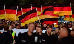 Manifestation anti-étrangers à Chemnitz, en Allemagne, le 7 septembre 2018, après le meurtre d'un Allemand pour lequel la police soupçonne trois demandeurs d'asile irakiens et syrien