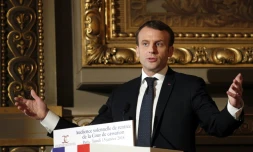 Emmanuel Macron lors de l'audience solennelle de rentrée de la Cour de Cassation, le 15 janvier 2018 à Paris