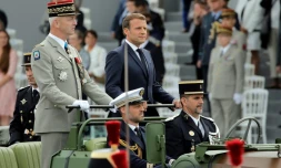 Le général Francois Lecointre et Emmanuel Macron lors du défilé du 14 juillet en 2020 à Paris