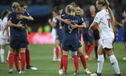 Mission accomplie pour les joueuses de l'équipe de France  victorieuses de la Norvège à Nice, le 12 juin 2019