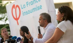 Alexis Corbière, membre de la France insoumise lors des journées d'été du parti à Marseille, le 25 août 2017