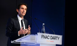 Alexandre Bompard lors de la présentation des résultats du groupe Fnac Darty, à Paris le 1er mars 2017