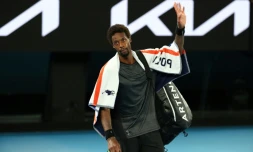 Gaël Monfils après sa défaite contre l'Italien Matteo Berrettini en quart de finale de l'Open d'Australie à Melbourne le 25 janvier 2022