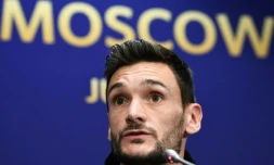 Le gardien et capitaine de l'équipe de France Hugo Lloris en conférence de presse le 14 juillet 2018 à Moscou
