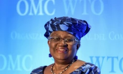 La Nigériane Ngozi Okonjo-Iweala lors d'une audition à l'OMC, le 15 juillet 2020 à GenÚve