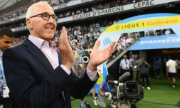 Le patron américain de l'Olympique de Marseille Frank McCourt lors du 1er match de la saison de Ligue 1 contre Toulouse, le 10 août 2018 au stade Vélodrome