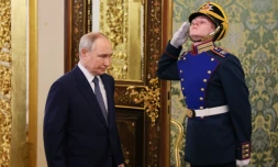 Le président russe Vladimir Poutine au Kremlin, le 17 mars 2025 à Moscou