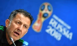 L'entraîneur du Mexique Juan Carlos Osorio lors de la conférence de presse de veille de match au stade Loujniki à Moscou, le 16 juin 2018