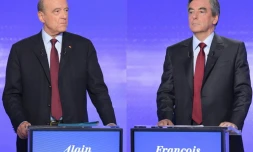 Photomontage fait le 21 novembre 2016 de photo d'Alain Juppé (g) et François Fillon, candidats à la primaire de droite 