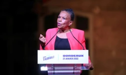 Christiane Taubira, candidate à l'élection présidentielle française, en meeting à Bordeaux le 27 janvier 2022
