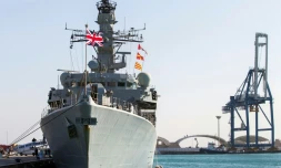 Le navire de guerre britannique HMS Montrose dans le port de Limassol (Chypre) le 3 février 2014