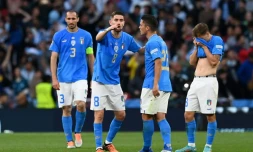 Les joueurs italiens battus  lors de la Finalissima par l'Argentine, le 1er juin 2022 