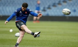 Le demi de mêlée du XV de France Maxime Machenaud à Murrayfield, le 12 mars 2016 à la veille d'un test match contre l'Ecosse