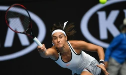 La Française Caroline Garcia lors du match contre la Tchèque Barbora Strycova, le 21 janvier 2017 à Melbourne, au 3e tour de l'Open d'Australie