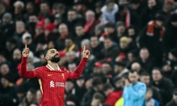 Mohamed Salah, buteur pour Liverpool face à Lille, en Ligue des champions, le 21 janvier 2025 à Anfield