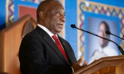 Le président sud-africain au obsÚques du roi des Zoulous, le 18 mars 2021