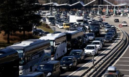Embouteillage sur l'autoroute A43 entre Chambéry et Albertville, le 18 février 2017