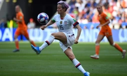 Megan Rapinoe, l'une des figures emblématiques du football féminin, lors de la finale de la coupe du monde 2019 en France, le 7 juillet à Lyon.