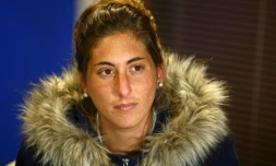 Romina Sala, la soeur du joueur de football de Cardiff Emiliano Sala, disparu dans un avion lors d'une conférence de presse le 25 janvier 2019